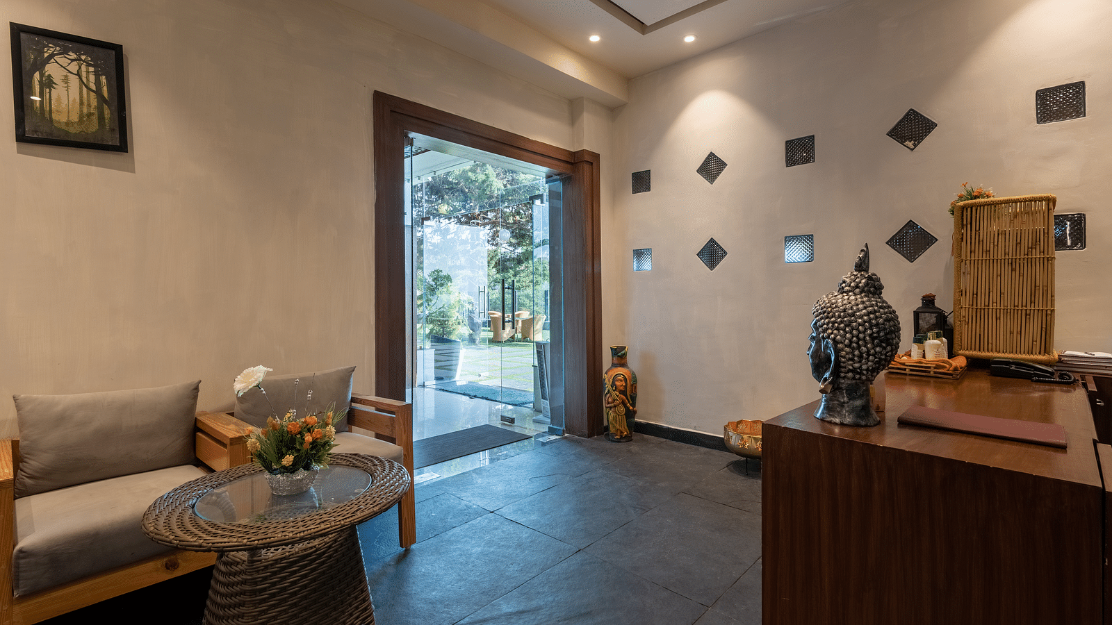 View of a reception area at DLS Highland Resort and Spa, Mussoorie.